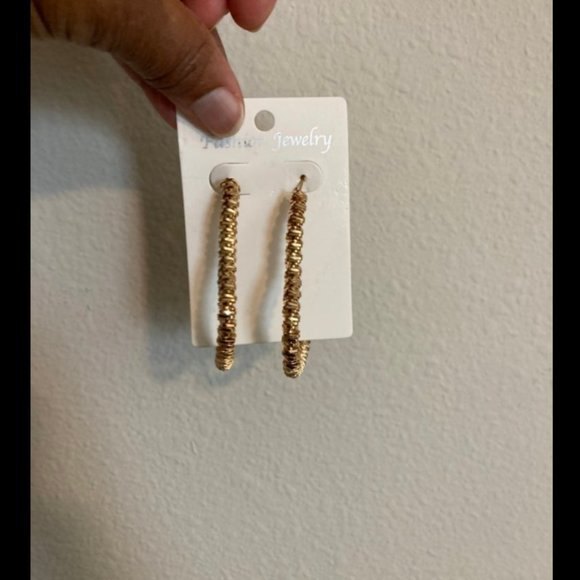 Jumbo Boho Open Heart Shape Jewels Gold Hoop Oversized Drop Dangle Earrings 4X5 - Picture 3 of 5